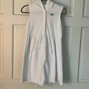 Girls summer white hooded terry cover up.